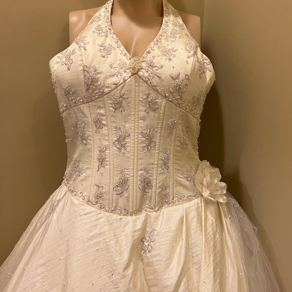 Mori Lee Corset Wedding Dress Bridal Gown Beaded Ivory Size 10 D-03